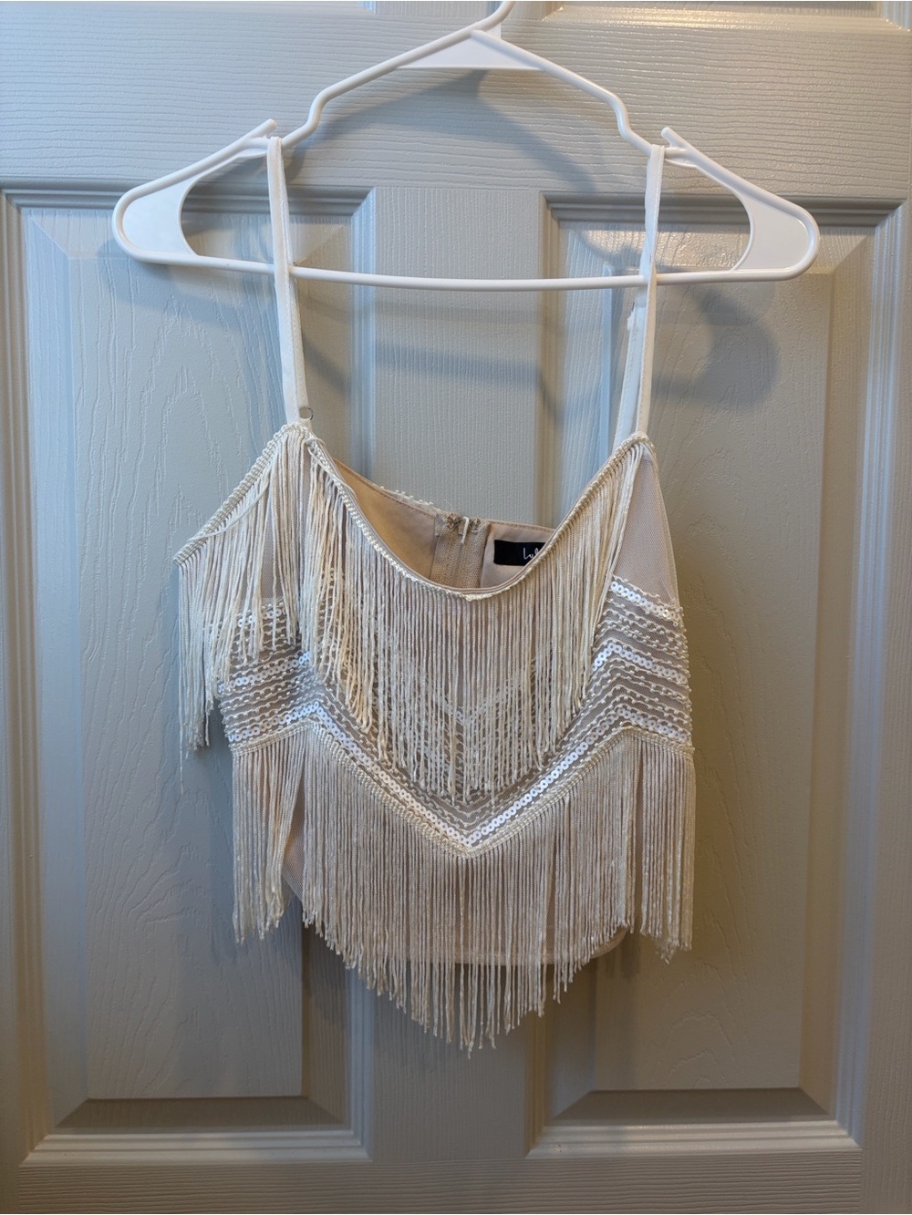 Lulus White Fringe Two-Piece Crop Top & Mini Skirt Set - Picture 3 of 9